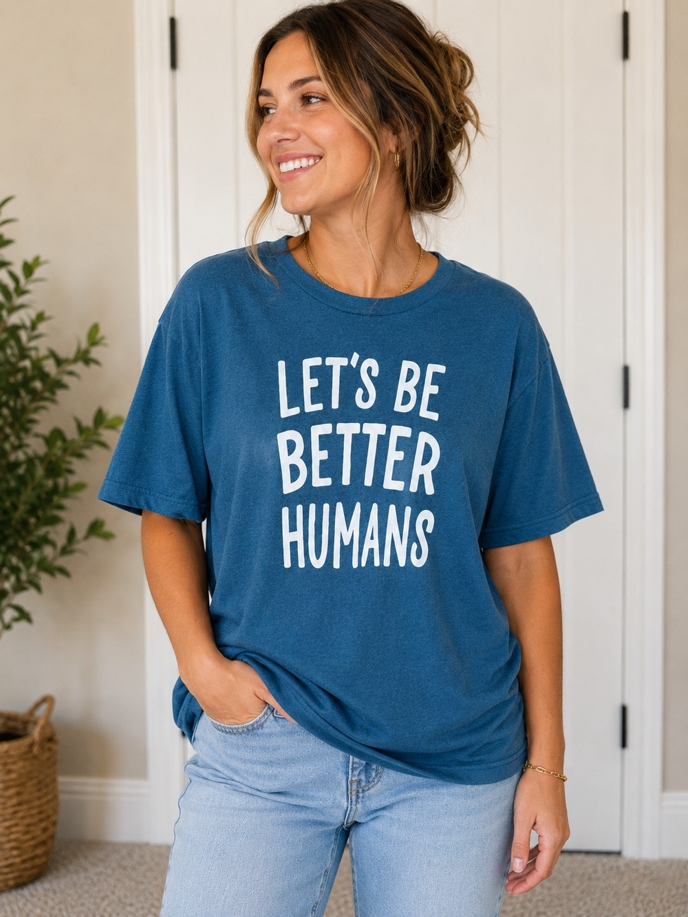 Bella Canvas Blue 'Let's Be Better Humans' Short Sleeve Tee